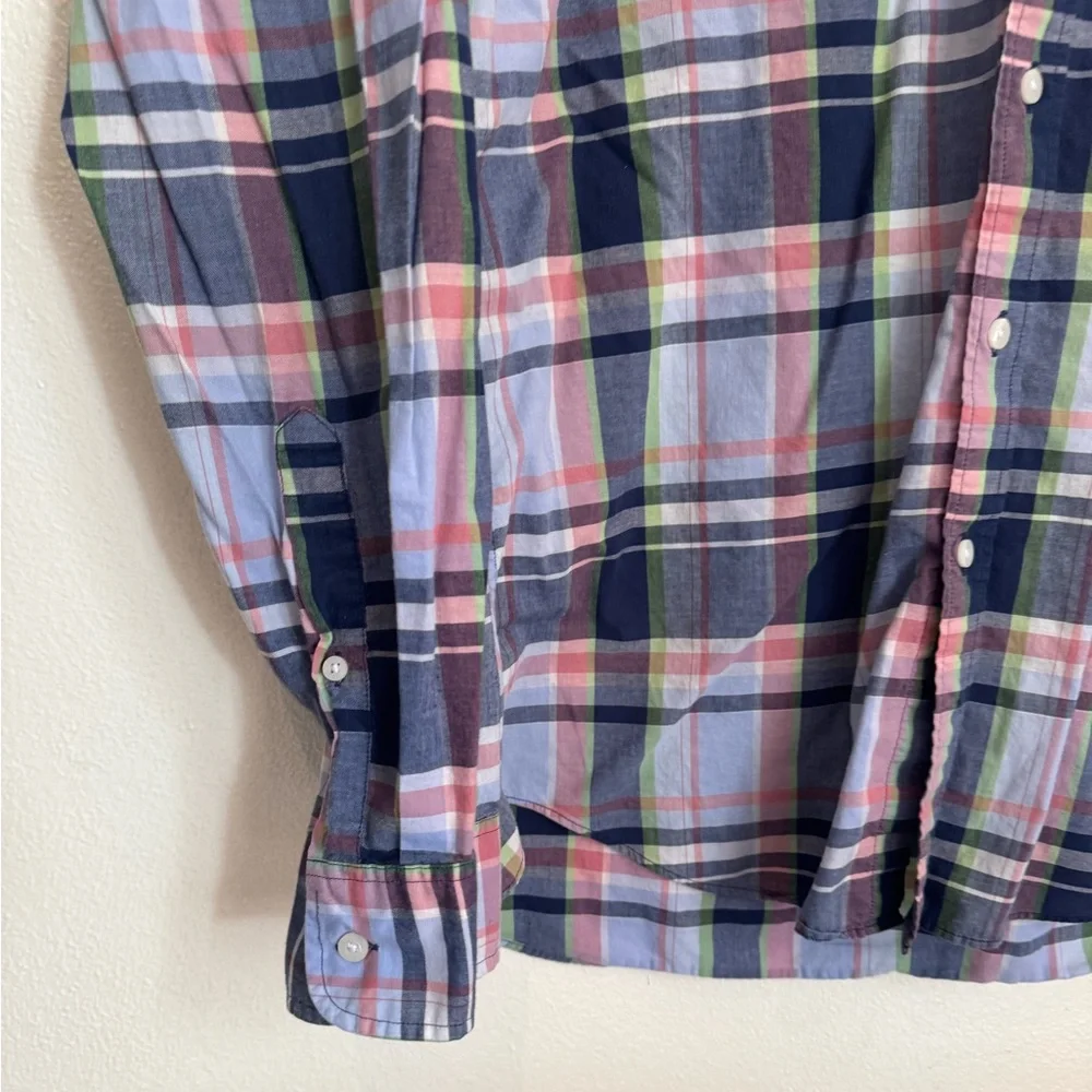 J.Crew Men’s Summer Plaid Button Down Shirt Large Cotton Casual Preppy